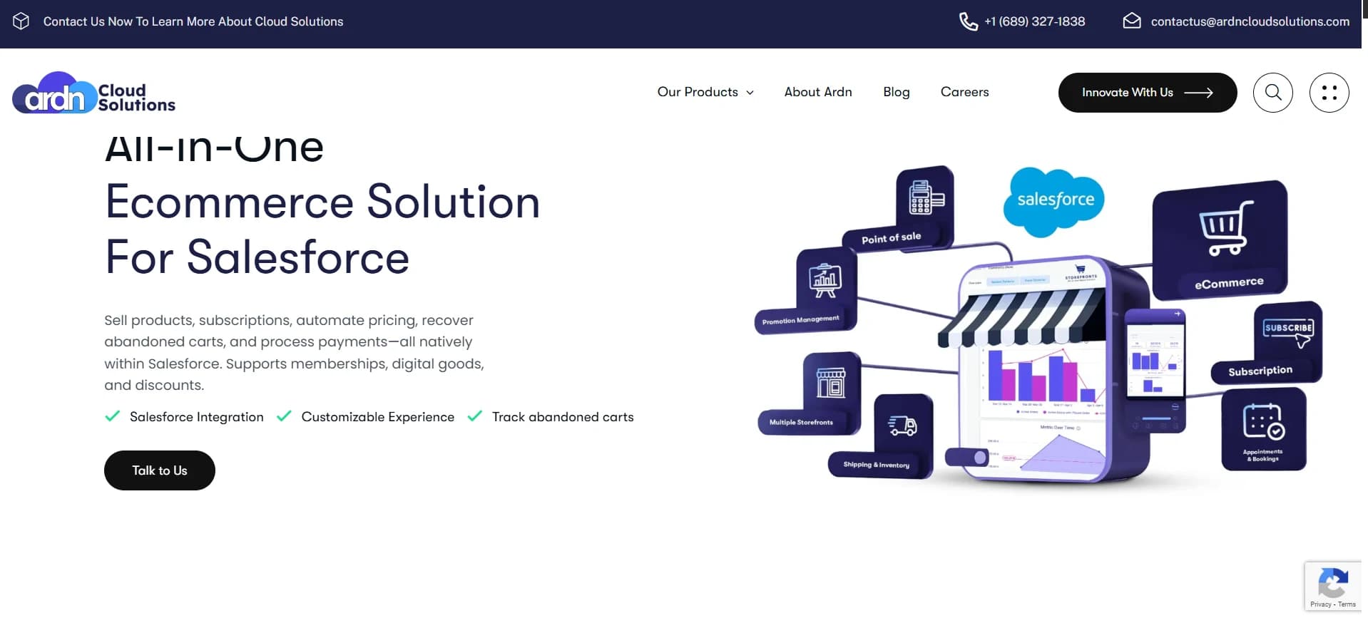 ARDN Storefronts as the all-in-one Salesforce native solution for e-commerce.