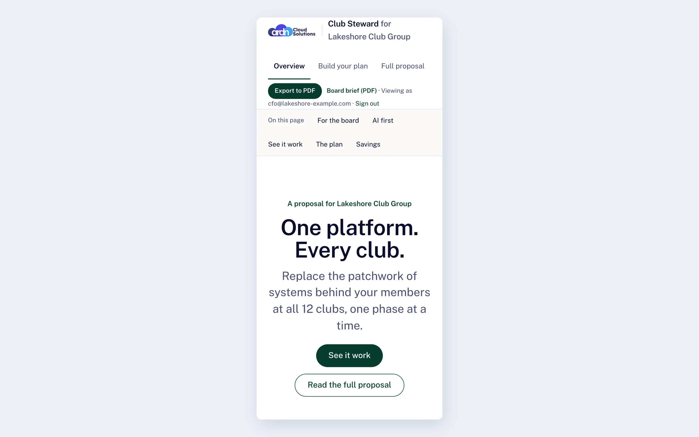 Interactive proposal overview on a phone