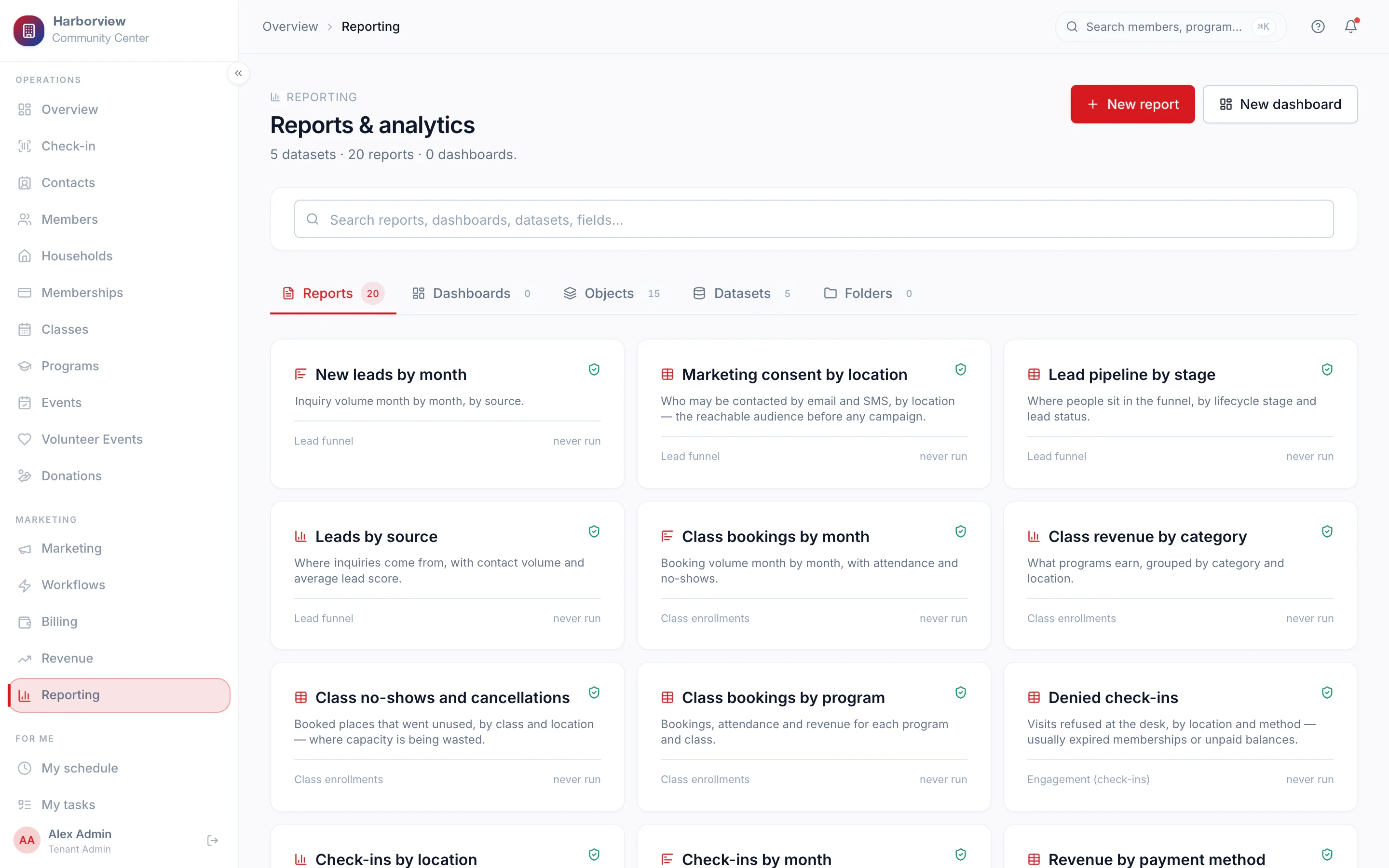Reports and analytics catalog